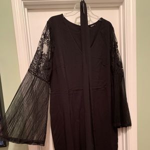 Black Shein Curve pantsuit with lace sleeves